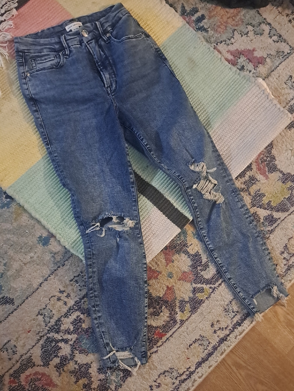 Good American Distressed Blue Skinny Jeans, Sz 4
